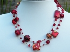 Red and 24 Karat Gold Foil 36 Inch Necklace